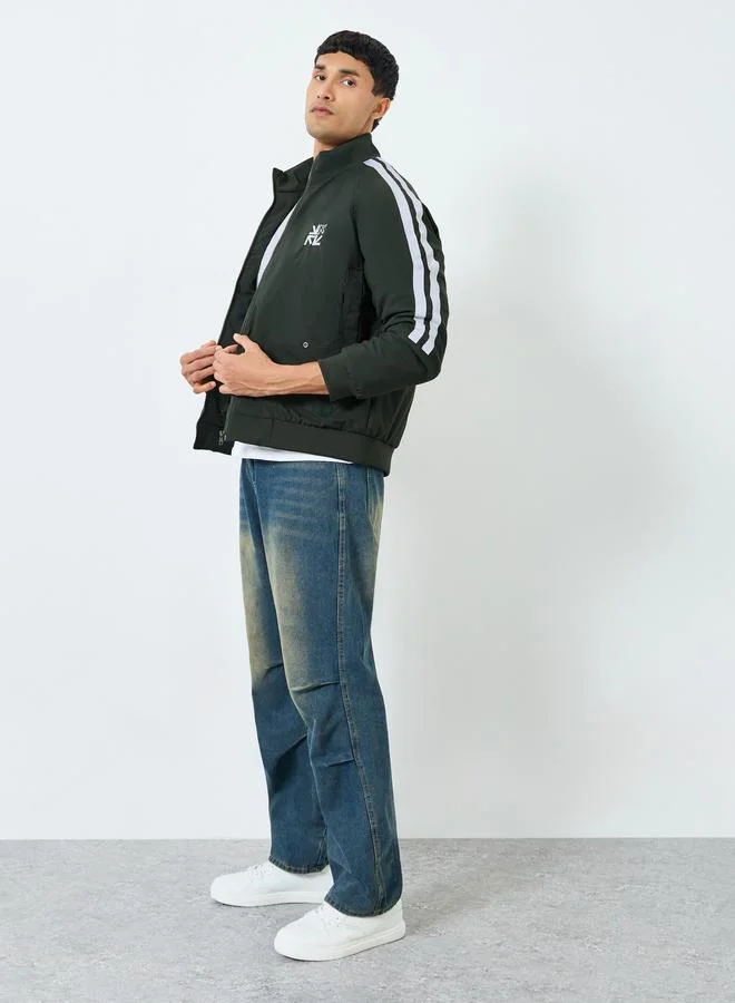 Styli Men Relaxed Fit Striped Zip-Up Jacket